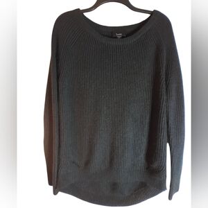 Lumiere Womens Ribbed Black Sweater Size M Acymetrical Hem Fall Minimalist